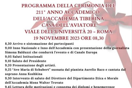 Accademia Tiberina. Il 19 Inaugurazione del 211° anno accademico